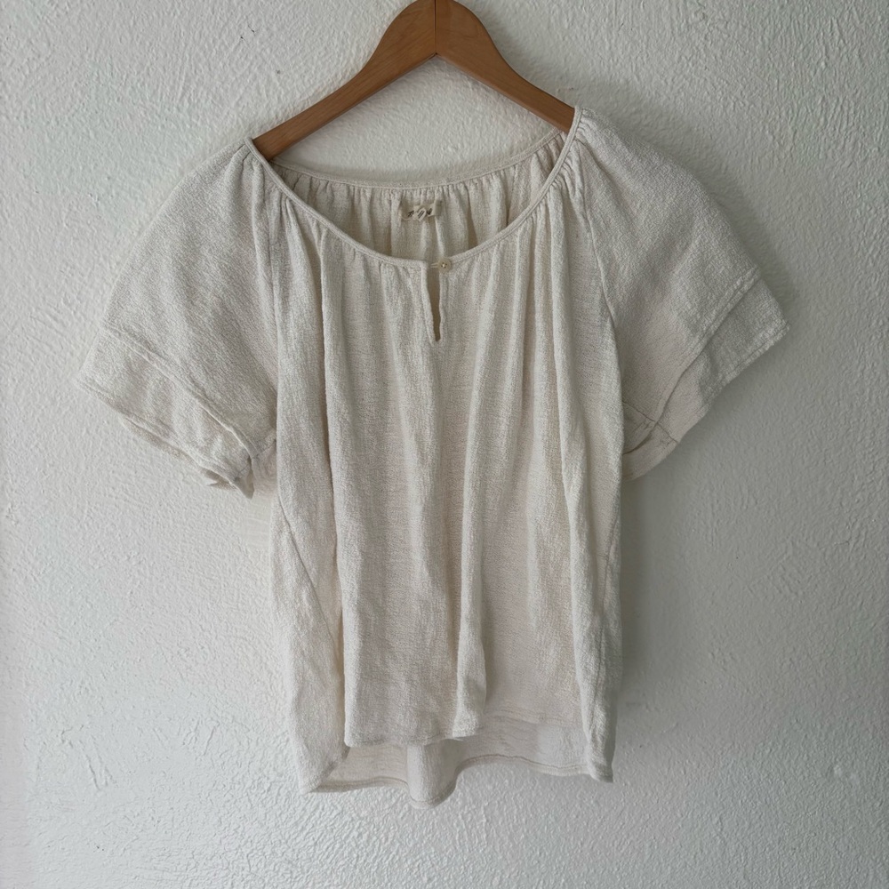 Madewell Cream Flutter Sleeve Blouse with Relaxed Fit